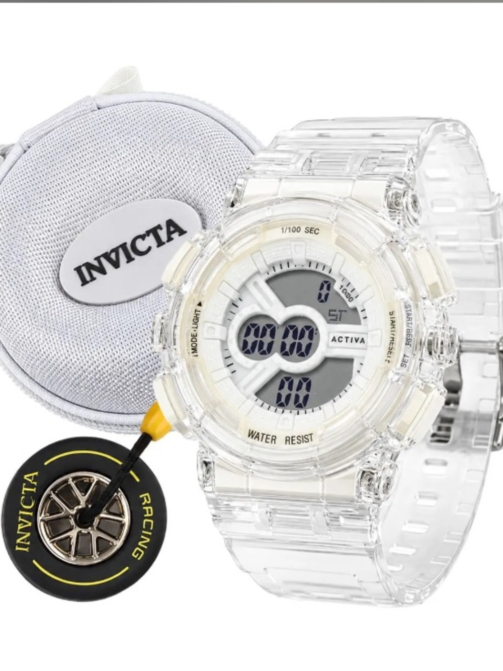NEW Invicta Unisex Watch Bundle White Activa + Case & Keychain